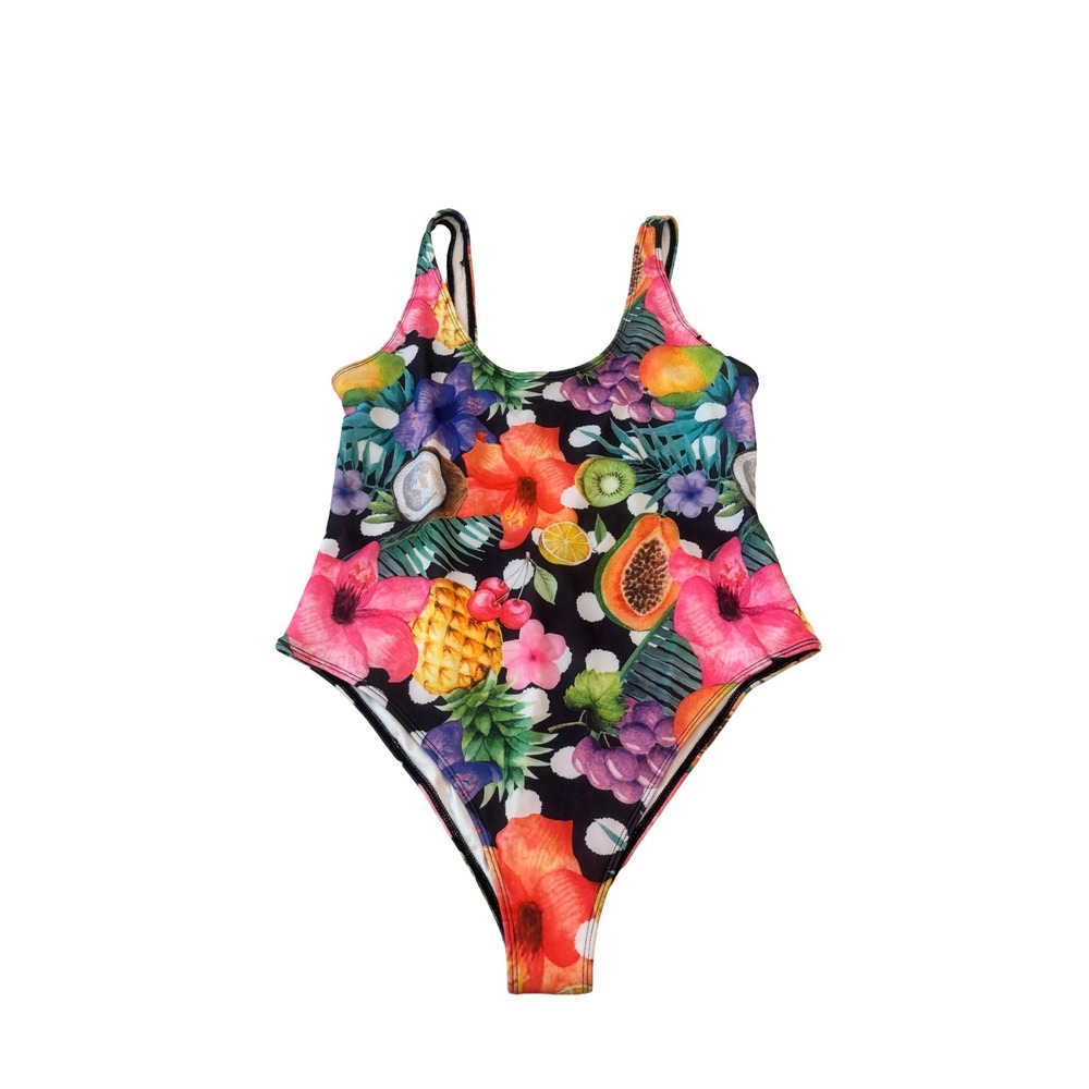Forever‎ 21 Tropical One Piece Swimsuit U Back Juniors Large NWOT Hygienic Liner